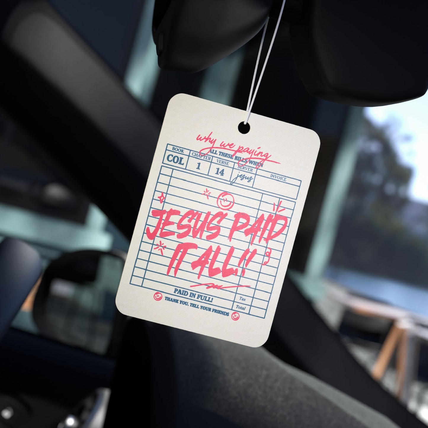 Car Air Freshener — Retro Receipt 'Jesus Paid It All' Scented Tag
