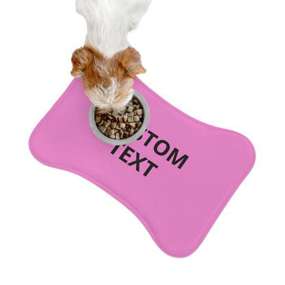 Personalized Pink Pet Feeding Mat — Custom Text Bone-Shaped Placemat for Dogs & Cats