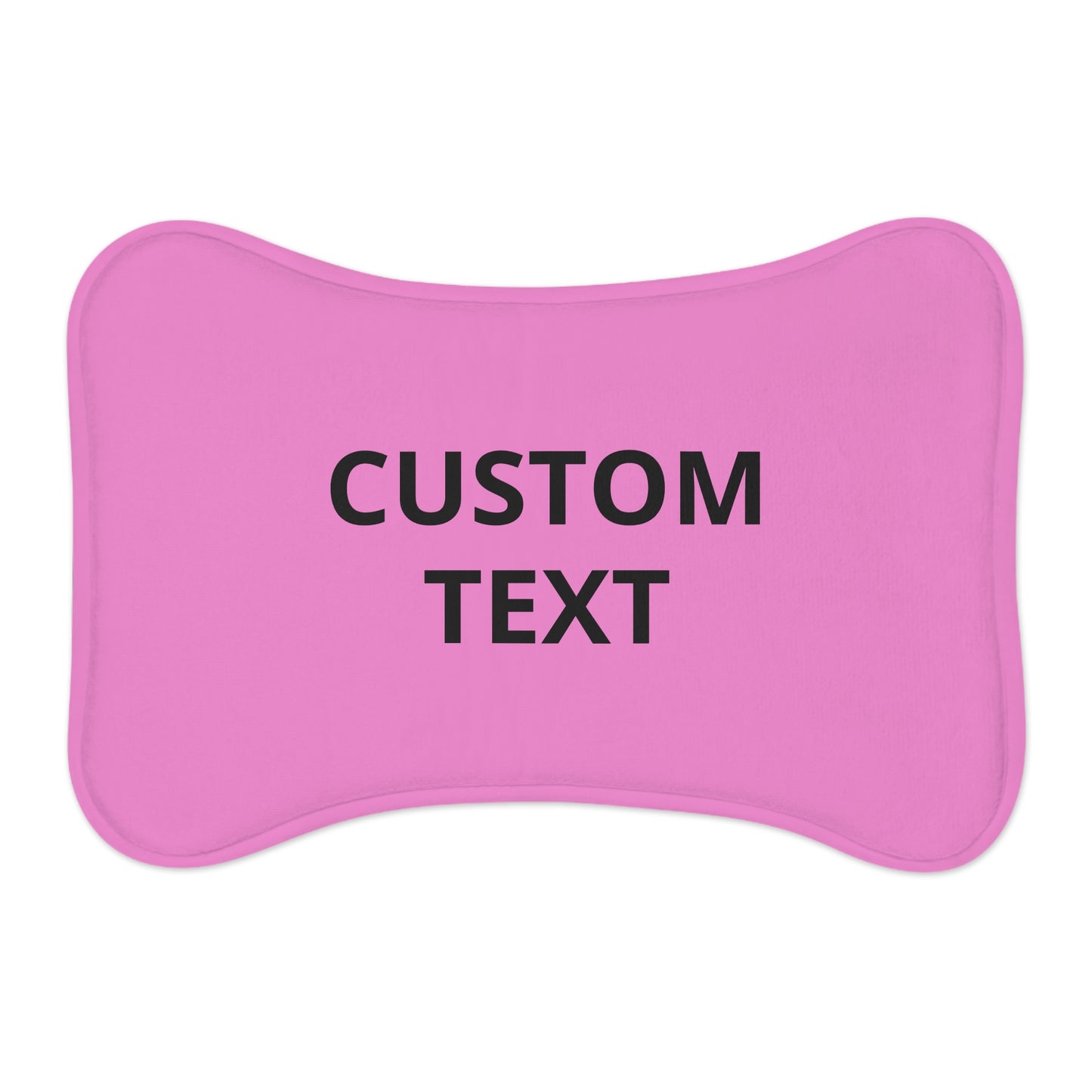 Personalized Pink Pet Feeding Mat — Custom Text Bone-Shaped Placemat for Dogs & Cats