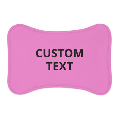 Personalized Pink Pet Feeding Mat — Custom Text Bone-Shaped Placemat for Dogs & Cats