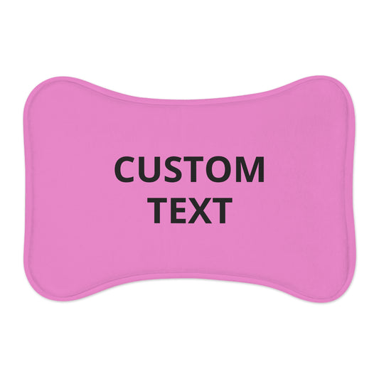Personalized Pink Pet Feeding Mat — Custom Text Bone-Shaped Placemat for Dogs & Cats