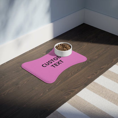 Personalized Pink Pet Feeding Mat — Custom Text Bone-Shaped Placemat for Dogs & Cats