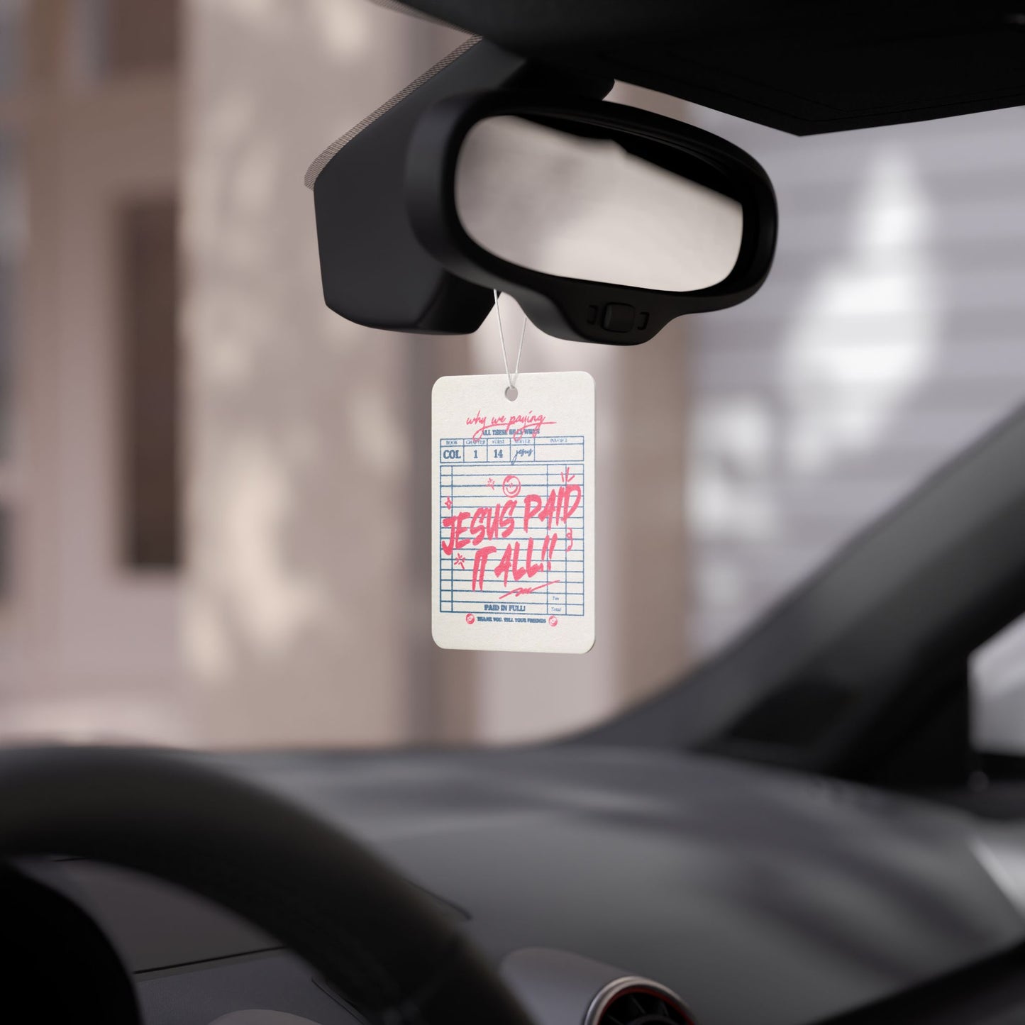 Car Air Freshener — Retro Receipt 'Jesus Paid It All' Scented Tag