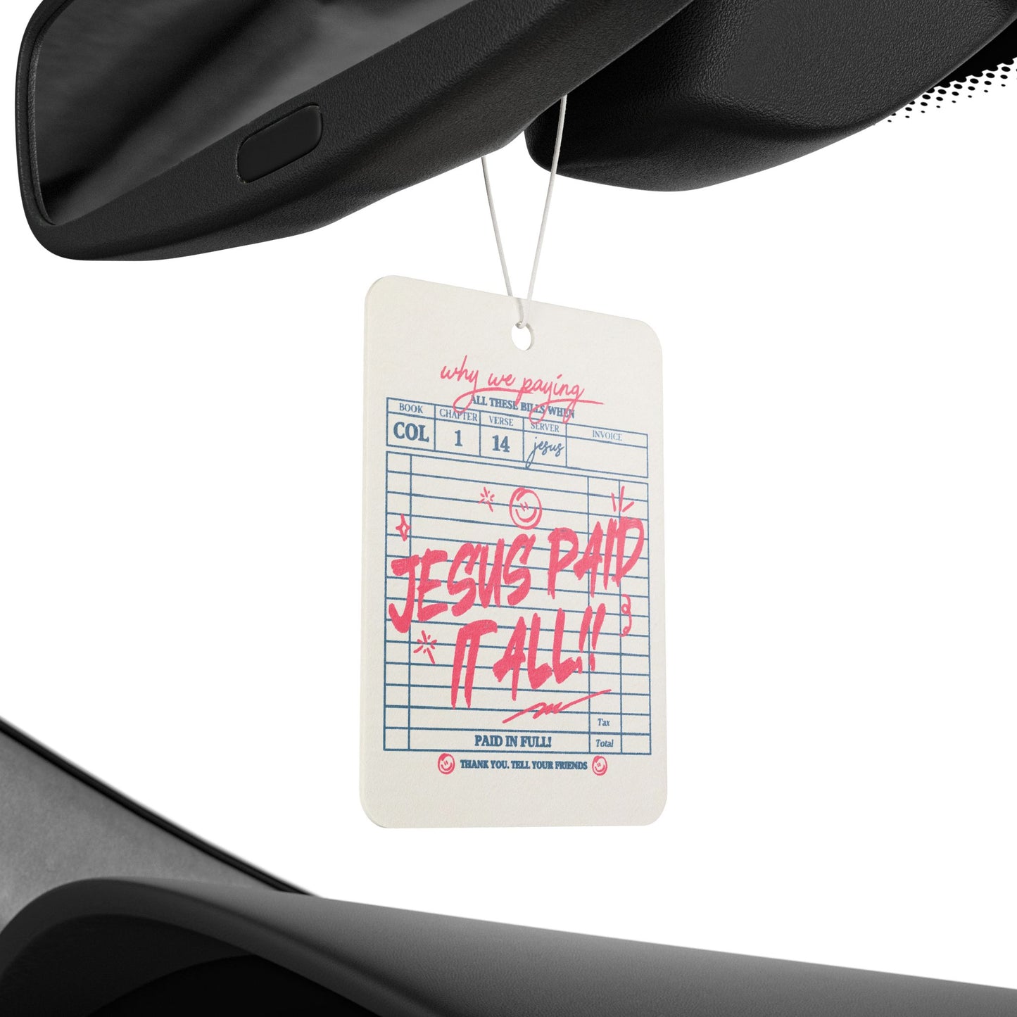 Car Air Freshener — Retro Receipt 'Jesus Paid It All' Scented Tag