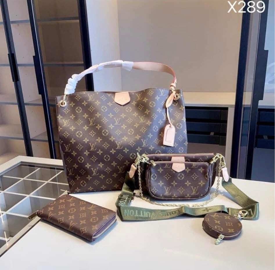 PO- LV PURSE SET GREEN STRAP