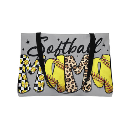 Weekender Tote Bag — "Softball MAMA" Leopard & Yellow Softball Pattern